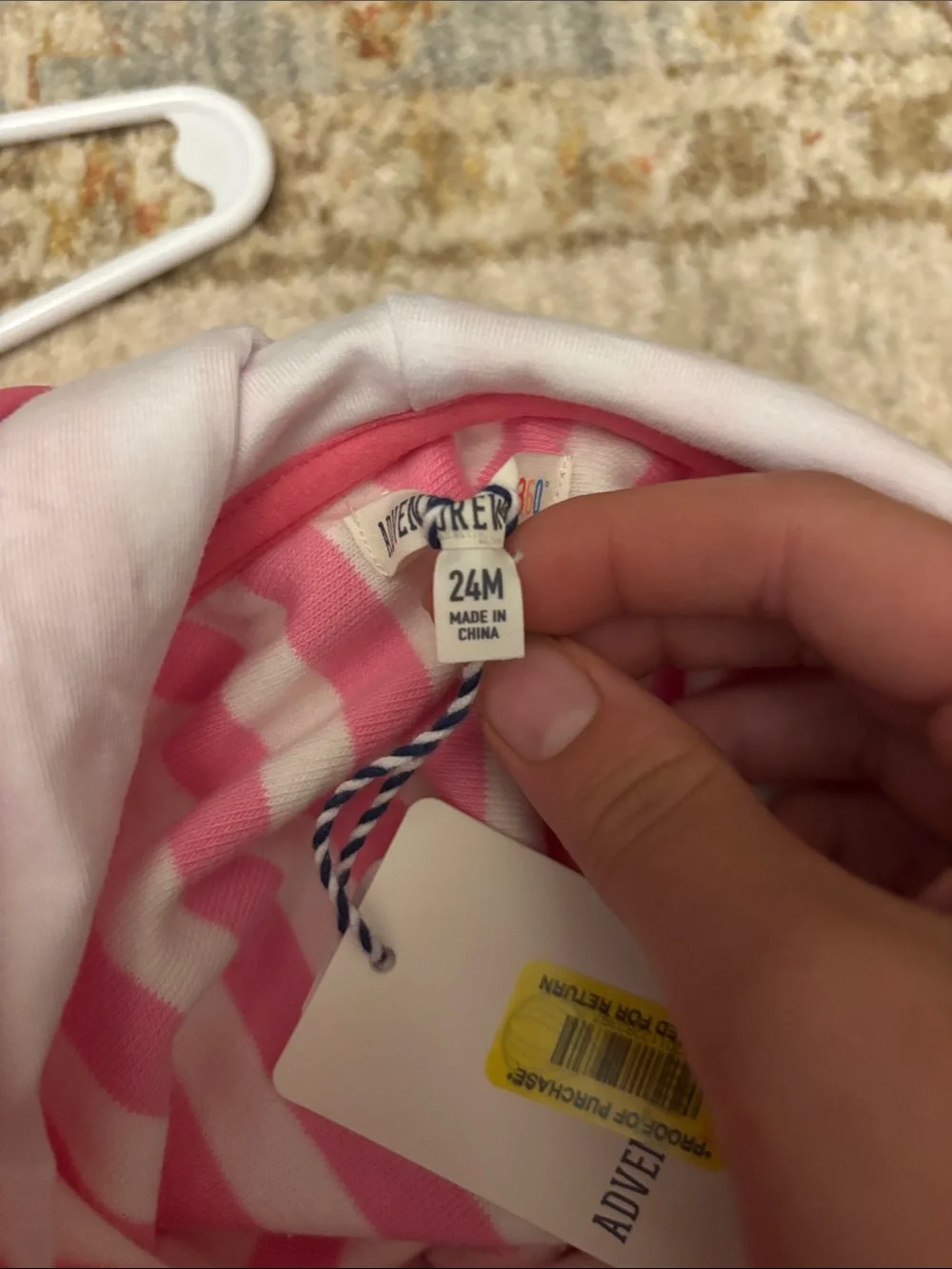 Kids Pink & White Striped Hooded Swim Coverup - Unbranded